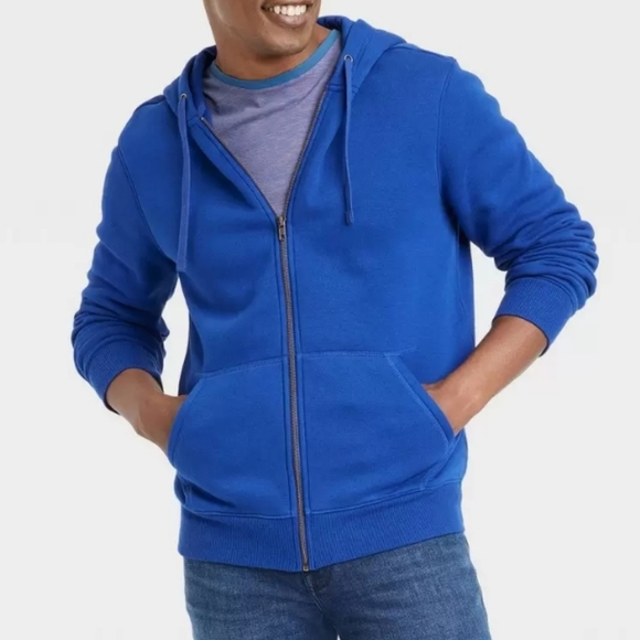 🎯nwt Goodfellow blue zip up hoodie sweatshirt - Picture 1 of 4